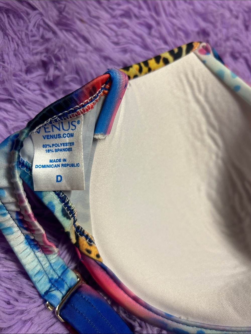 VENUS Multicolor Tie-Dye & Animal Print Bikini Top - Picture 2 of 3